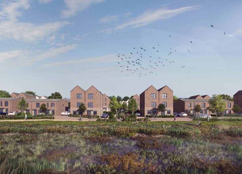 Street scene CGI for proposed new homes in Bridgewater