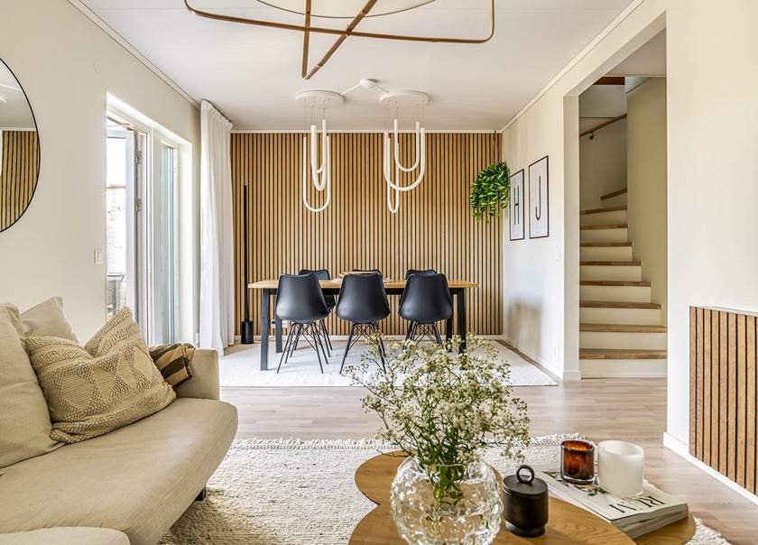 Living room in BoKlok townhouse.