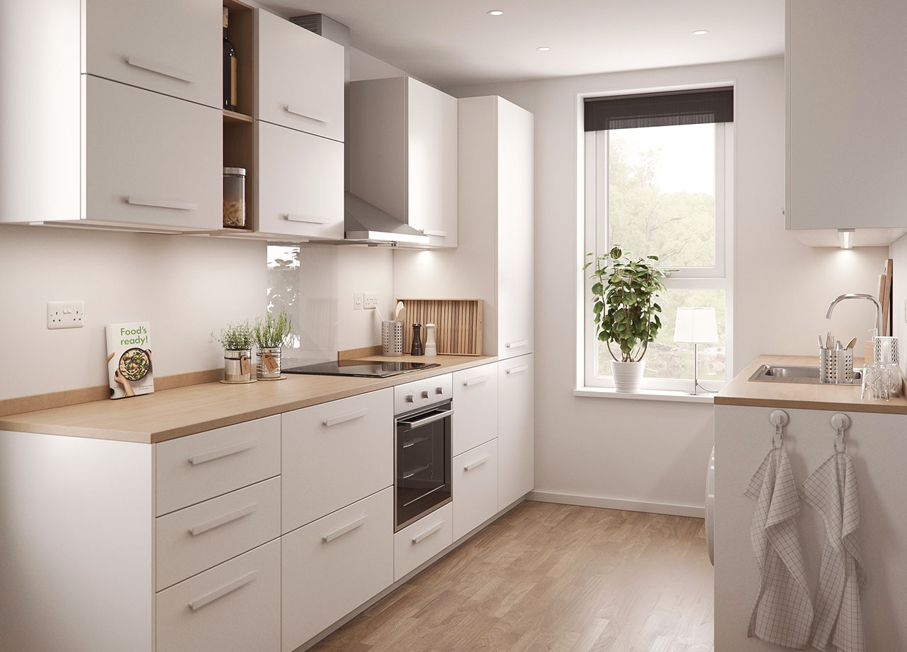 kitchen in a boklok three bedroom house