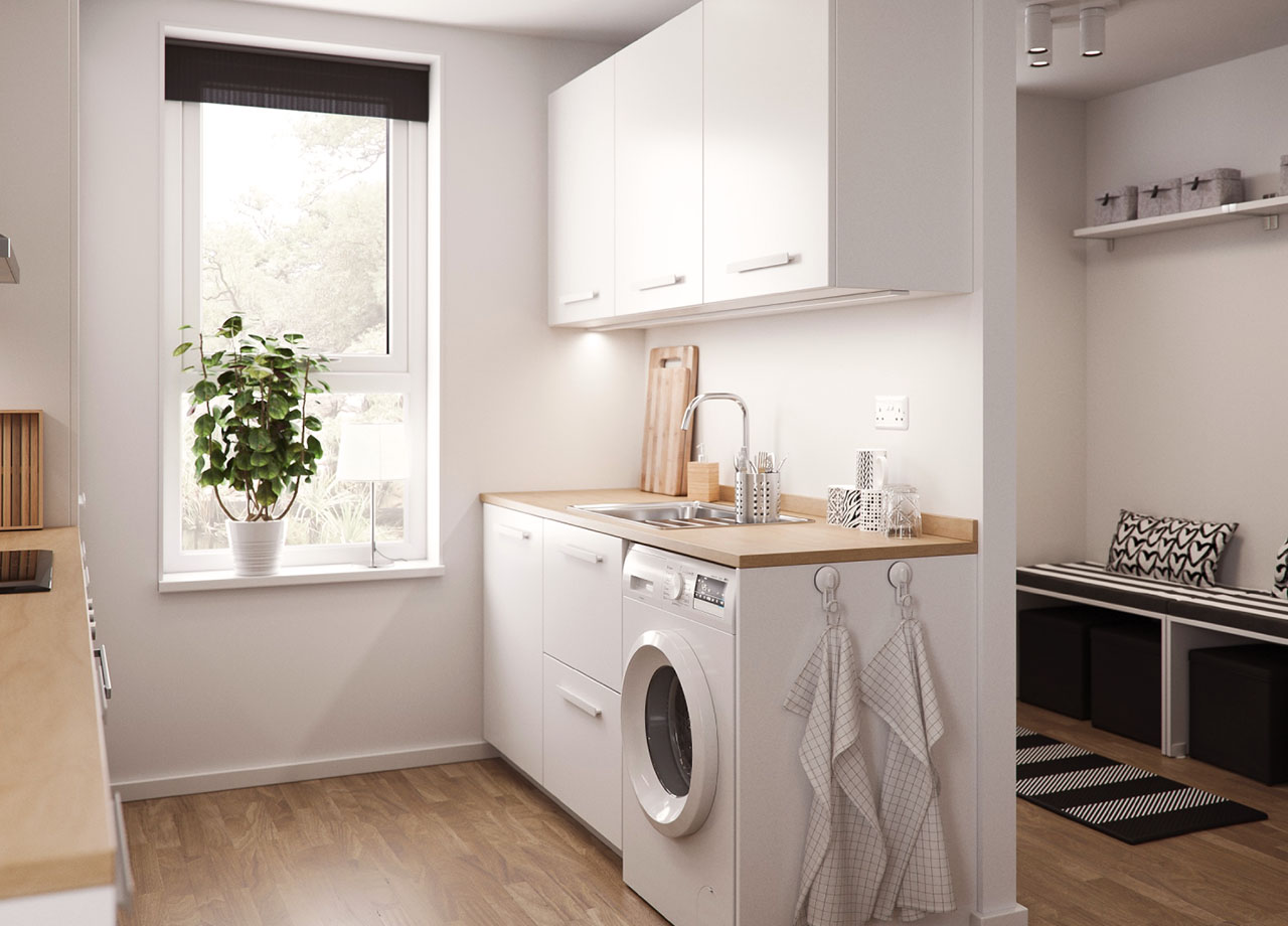 kitchen in a boklok three bedroom house