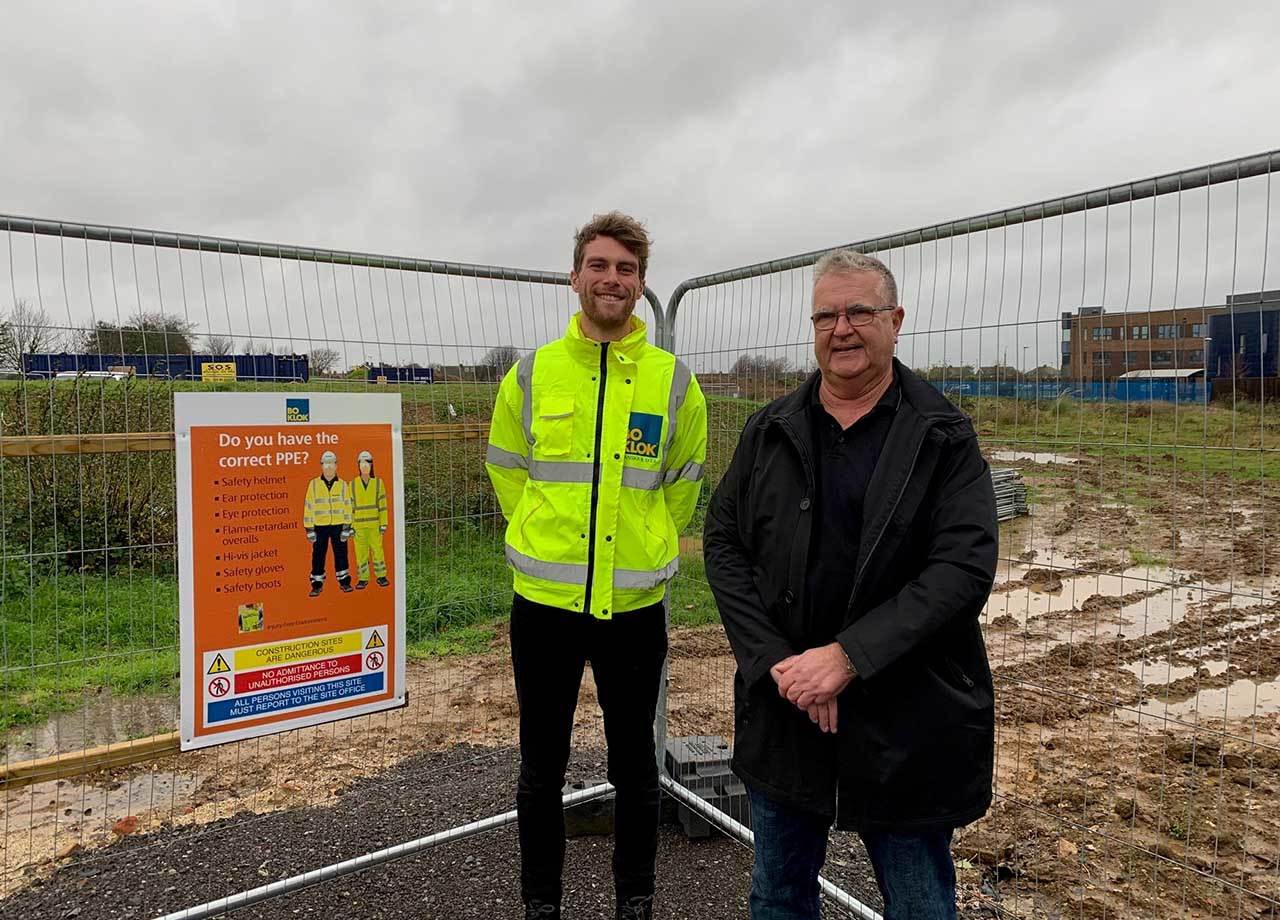 Harry O'Conor from BoKlok and Cllr Chase visit site